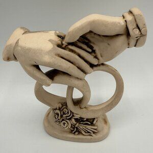 Vintage Jart Hands Figurine Wedding Rings Marriage Unity Love Handshake